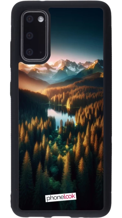 Samsung Galaxy S20 Case Hülle - Silikon schwarz Sonnenuntergang Waldsee