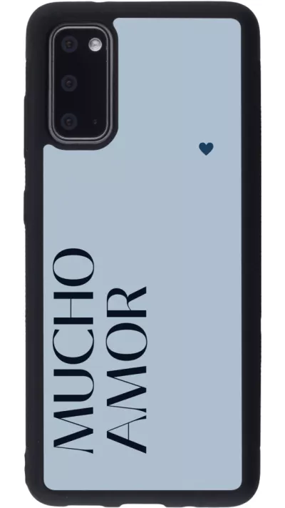 Coque Samsung Galaxy S20 - Silicone rigide noir Valentine 2024 mucho amor azul