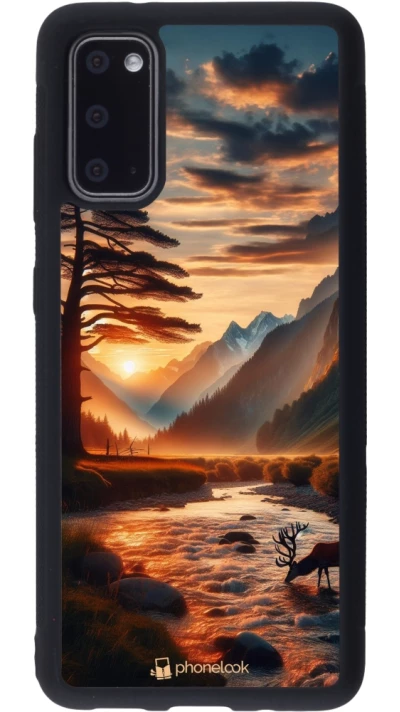 Coque Samsung Galaxy S20 - Silicone rigide noir Valley Sunset Deer Tree