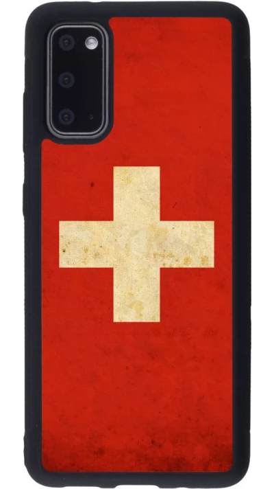 Coque Samsung Galaxy S20 - Silicone rigide noir Vintage Flag SWISS