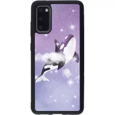 Coque Samsung Galaxy S20 - Silicone rigide noir Whale in sparking stars