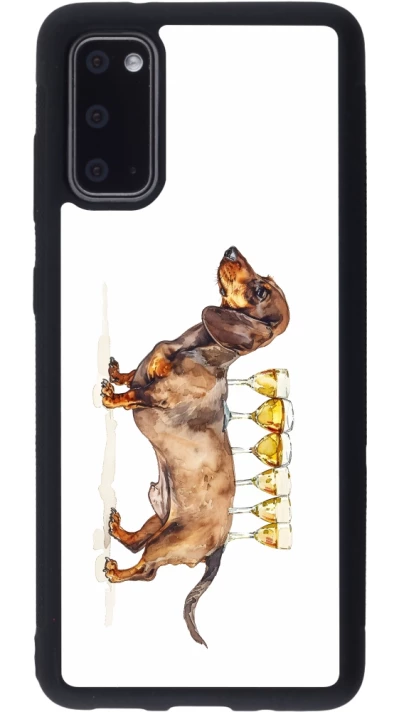 Coque Samsung Galaxy S20 - Silicone rigide noir Wine Teckel