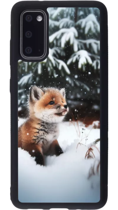 Coque Samsung Galaxy S20 - Silicone rigide noir Noël 2023 Renardeau sapin
