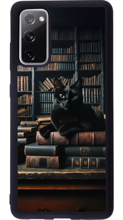 Samsung Galaxy S20 FE 5G Case Hülle - Silikon schwarz Katze Bücher dunkel