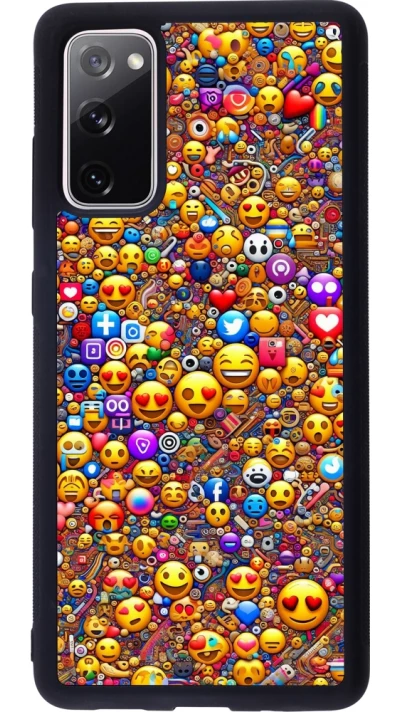 Samsung Galaxy S20 FE 5G Case Hülle - Silikon schwarz Emoji gemischt