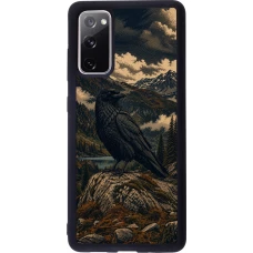 Coque Samsung Galaxy S20 FE 5G - Silicone rigide noir Linocut Grand Corbeau