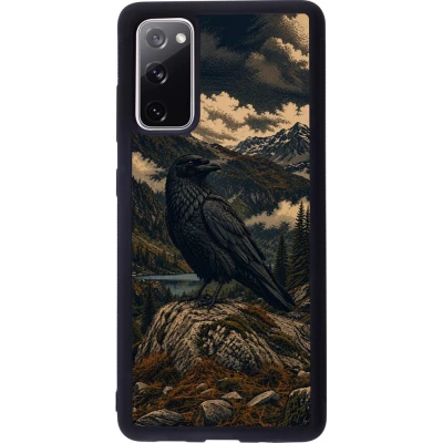 Coque Samsung Galaxy S20 FE 5G - Silicone rigide noir Linocut Grand Corbeau