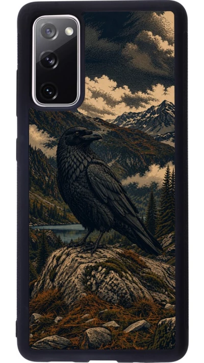 Coque Samsung Galaxy S20 FE 5G - Silicone rigide noir Linocut Grand Corbeau