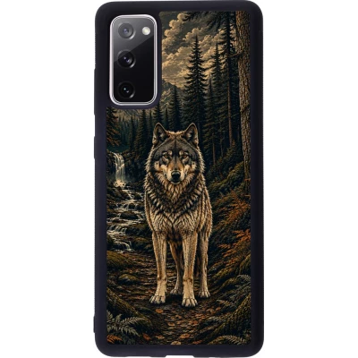 Coque Samsung Galaxy S20 FE 5G - Silicone rigide noir Linocut Loup