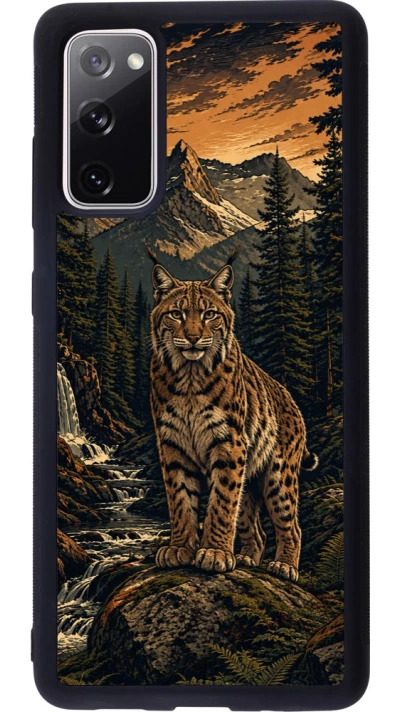 Coque Samsung Galaxy S20 FE 5G - Silicone rigide noir Linocut Lynx