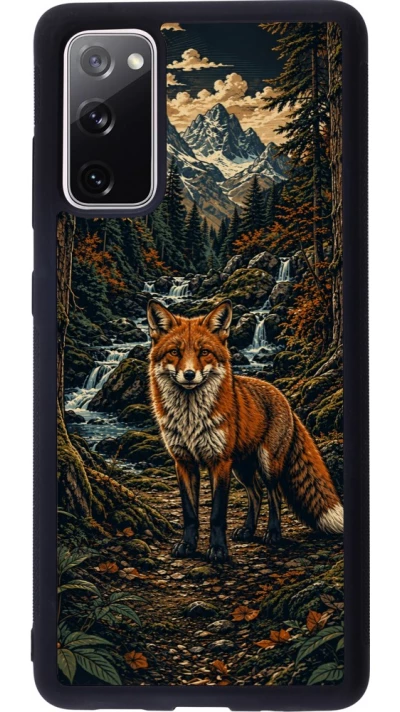 Coque Samsung Galaxy S20 FE 5G - Silicone rigide noir Linocut Renard