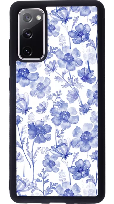 Samsung Galaxy S20 FE 5G Case Hülle - Silikon schwarz Spring 23 watercolor blue flowers