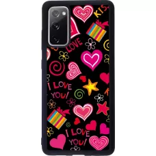 Coque Samsung Galaxy S20 FE 5G - Silicone rigide noir Valentine 2023 love symbols