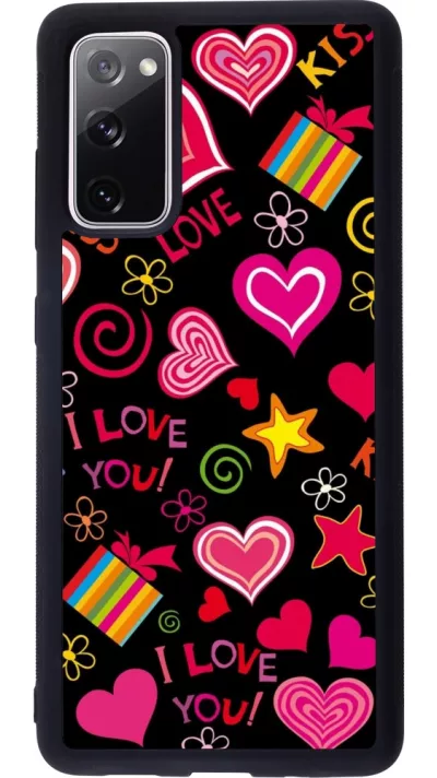 Coque Samsung Galaxy S20 FE 5G - Silicone rigide noir Valentine 2023 love symbols