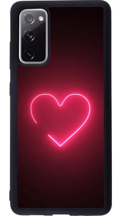 Coque Samsung Galaxy S20 FE 5G - Silicone rigide noir Valentine 2023 single neon heart