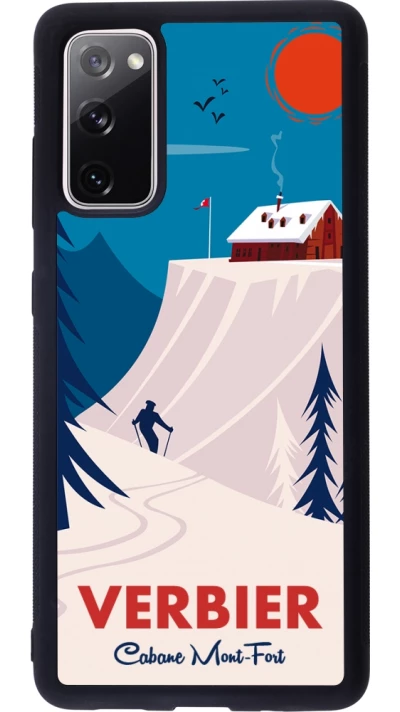 Coque Samsung Galaxy S20 FE 5G - Silicone rigide noir Verbier Cabane Mont-Fort