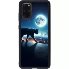 Samsung Galaxy S20+ Case Hülle - Silikon schwarz Schwarze Katze unter dem Vollmond