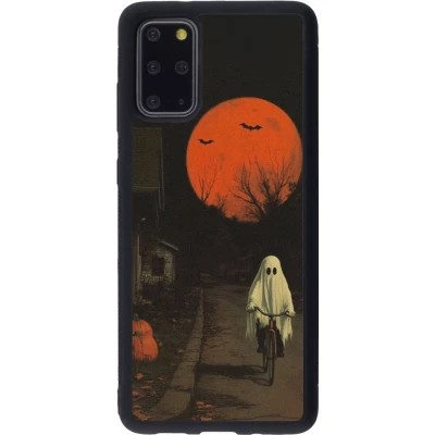 Coque Samsung Galaxy S20+ - Silicone rigide noir Halloween 2025 Ghost on a bicycle
