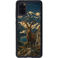 Samsung Galaxy S20+ Case Hülle - Silikon schwarz Linocut Steinbock