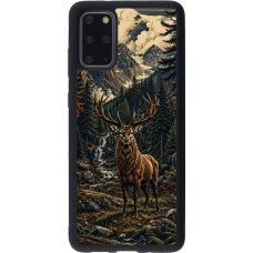 Samsung Galaxy S20+ Case Hülle - Silikon schwarz Linocut Reh