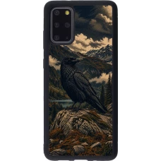 Samsung Galaxy S20+ Case Hülle - Silikon schwarz Linocut Grosser Rabe