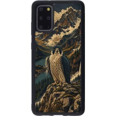 Samsung Galaxy S20+ Case Hülle - Silikon schwarz Linocut Wanderfalke