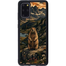 Coque Samsung Galaxy S20+ - Silicone rigide noir Linocut Marmotte