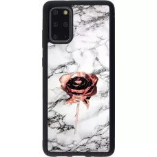 Coque Samsung Galaxy S20+ - Silicone rigide noir Marble Rose Gold