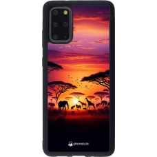 Samsung Galaxy S20+ Case Hülle - Silikon schwarz Safari Sonnenuntergang Wildtiere