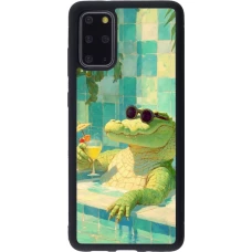Coque Samsung Galaxy S20+ - Silicone rigide noir Crocodile in the swimming pool Summer 2026
