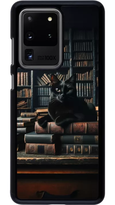 Samsung Galaxy S20 Ultra Case Hülle - Katze Bücher dunkel