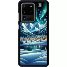 Samsung Galaxy S20 Ultra Case Hülle - Verschneites Bergdorf am See in der Nacht