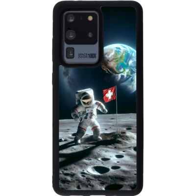 Samsung Galaxy S20 Ultra Case Hülle - Silikon schwarz Astro Schweiz auf dem Mond