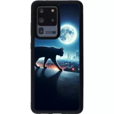 Samsung Galaxy S20 Ultra Case Hülle - Silikon schwarz Schwarze Katze unter dem Vollmond