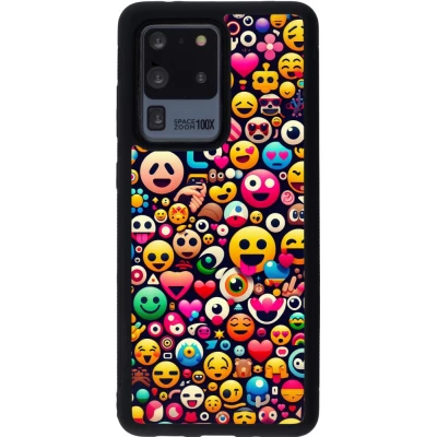 Samsung Galaxy S20 Ultra Case Hülle - Silikon schwarz Emoji Mix Farbe