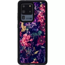 Coque Samsung Galaxy S20 Ultra - Silicone rigide noir Flowers Dark