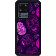 Samsung Galaxy S20 Ultra Case Hülle - Silikon schwarz Halloween 2023 pink skulls