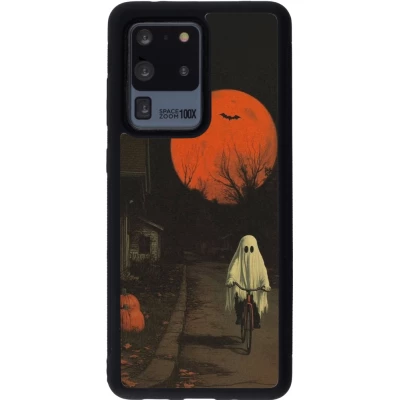 Samsung Galaxy S20 Ultra Case Hülle - Silikon schwarz Halloween 2025 Ghost on a bicycle