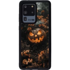 Samsung Galaxy S20 Ultra Case Hülle - Silikon schwarz Halloween 2025 Pumpkin with flowers