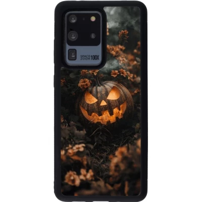 Samsung Galaxy S20 Ultra Case Hülle - Silikon schwarz Halloween 2025 Pumpkin with flowers