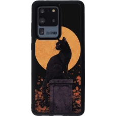 Coque Samsung Galaxy S20 Ultra - Silicone rigide noir Halloween 2026 Cat Art Nouveau