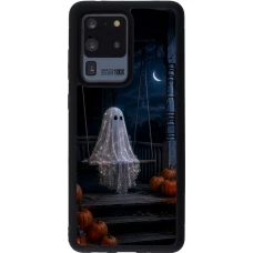 Coque Samsung Galaxy S20 Ultra - Silicone rigide noir Halloween 2026 Ghost on a swing