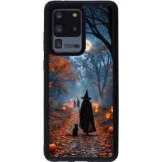 Samsung Galaxy S20 Ultra Case Hülle - Silikon schwarz Halloween 2026 Witch with a cat