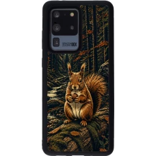 Coque Samsung Galaxy S20 Ultra - Silicone rigide noir Linocut Ecureuil