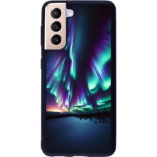Coque Samsung Galaxy S21 5G - Silicone rigide noir Aurore Boréale Étincelante