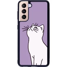 Samsung Galaxy S21 5G Case Hülle - Silikon schwarz Chat auf lila Hintergrund