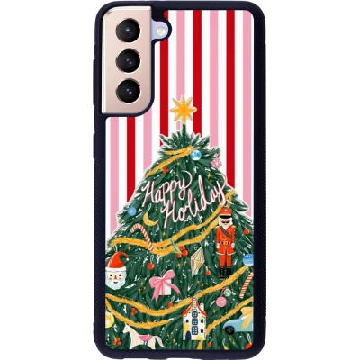 Coque Samsung Galaxy S21 5G - Silicone rigide noir Christmas 25 Happy Holiday