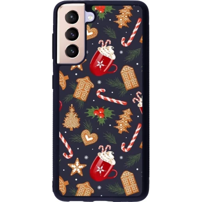 Coque Samsung Galaxy S21 5G - Silicone rigide noir Christmas 25 Pattern Gingerbread House