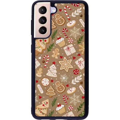 Coque Samsung Galaxy S21 5G - Silicone rigide noir Christmas 25 Pattern Ginger Cookie
