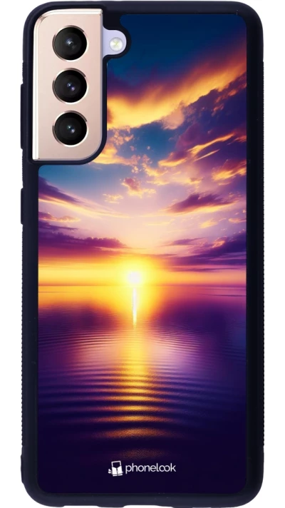 Samsung Galaxy S21 5G Case Hülle - Silikon schwarz Sonnenuntergang gelb violett